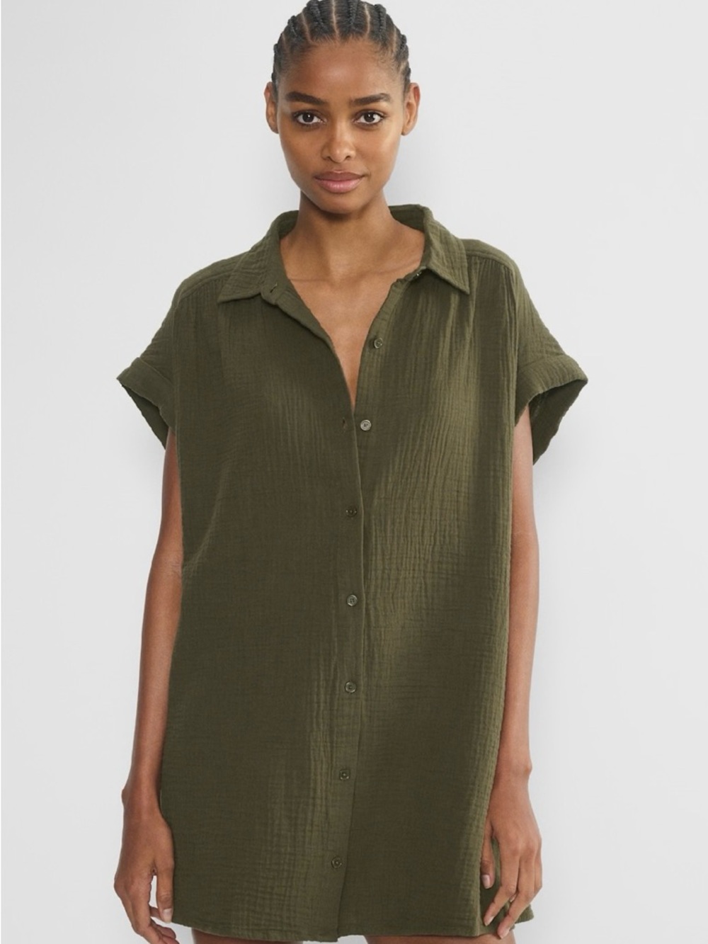 Aritzia Little Moon Lakehouse Shirt Dress Double Gauze Cotton Size L